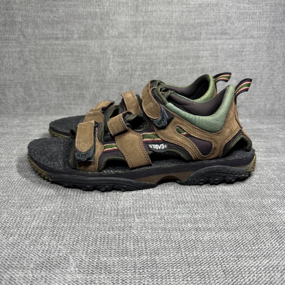 Teva XPD 6701 Mens Brown Suede Green Leather Hiking Outdoor Sandals Size 12